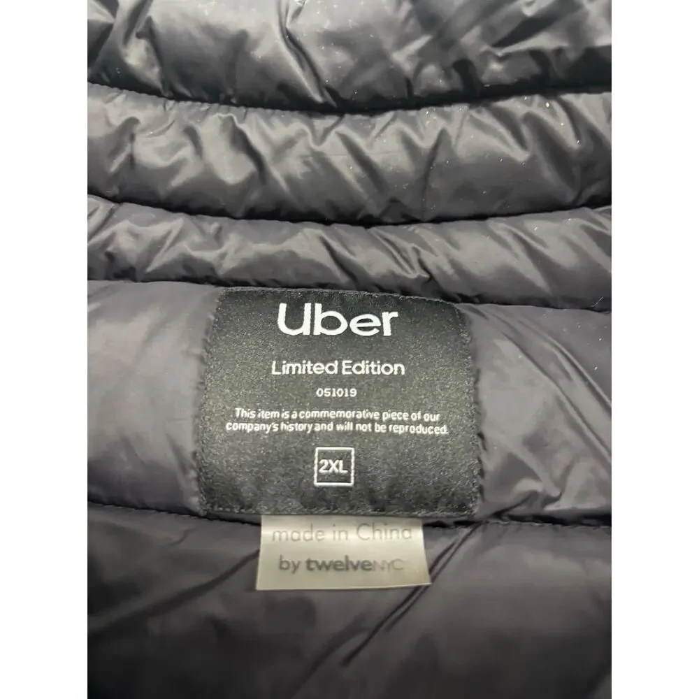 Uber Limited Edition Black Puffer Vest Men's 2XL Full Zip